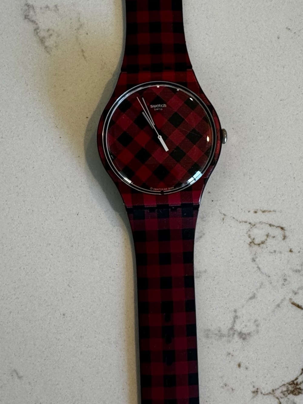Swatch Adelboden Red and Black Plaid Watch - Picture 4 of 12